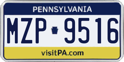 PA license plate MZP9516