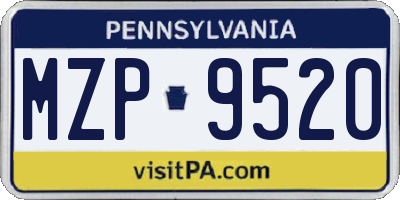 PA license plate MZP9520