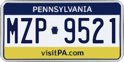 PA license plate MZP9521