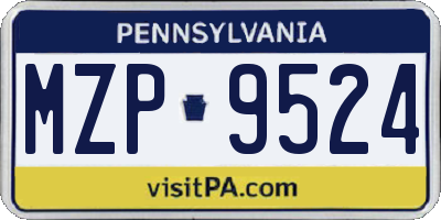 PA license plate MZP9524