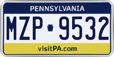 PA license plate MZP9532