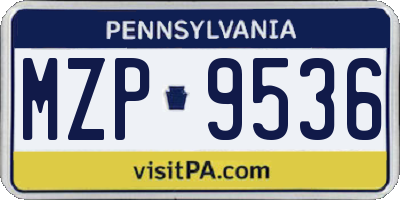 PA license plate MZP9536