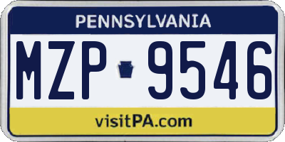PA license plate MZP9546