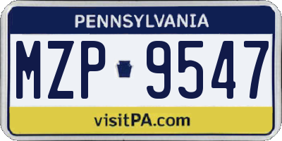 PA license plate MZP9547
