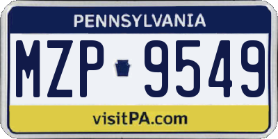 PA license plate MZP9549