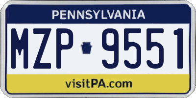 PA license plate MZP9551