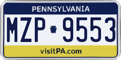 PA license plate MZP9553