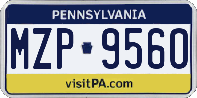PA license plate MZP9560