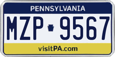 PA license plate MZP9567
