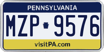 PA license plate MZP9576