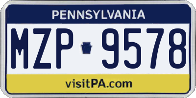 PA license plate MZP9578