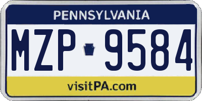 PA license plate MZP9584