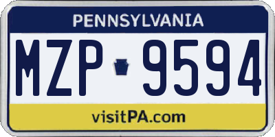 PA license plate MZP9594