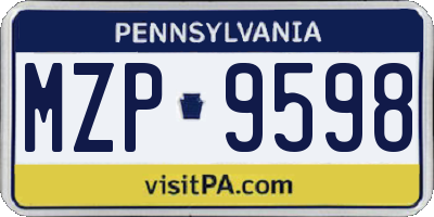 PA license plate MZP9598