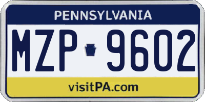 PA license plate MZP9602