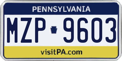PA license plate MZP9603