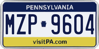 PA license plate MZP9604