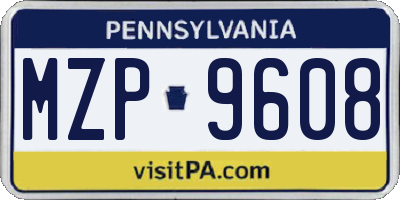 PA license plate MZP9608
