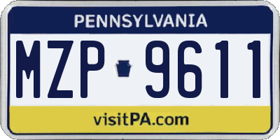 PA license plate MZP9611