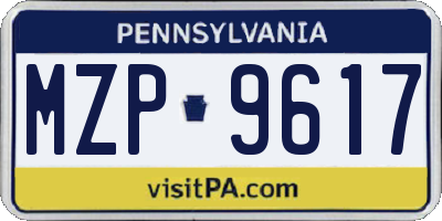 PA license plate MZP9617