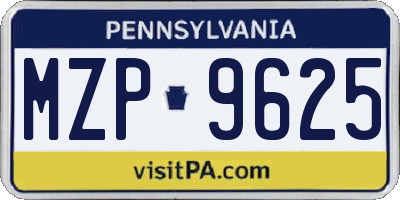 PA license plate MZP9625