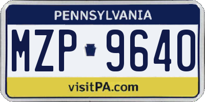 PA license plate MZP9640