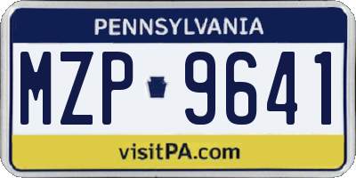 PA license plate MZP9641