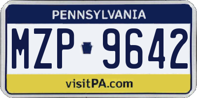 PA license plate MZP9642