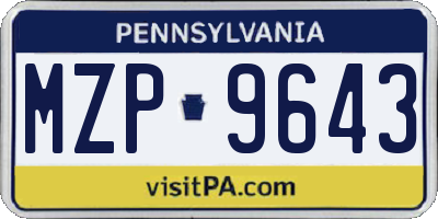 PA license plate MZP9643