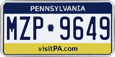 PA license plate MZP9649