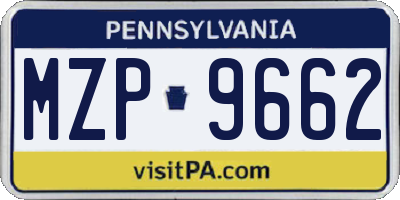 PA license plate MZP9662