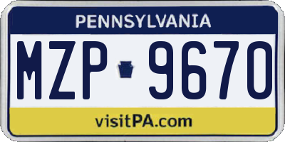 PA license plate MZP9670