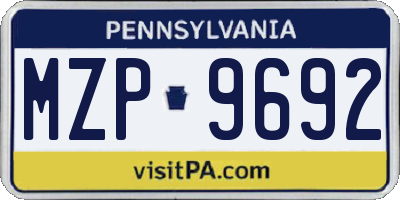 PA license plate MZP9692