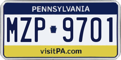 PA license plate MZP9701