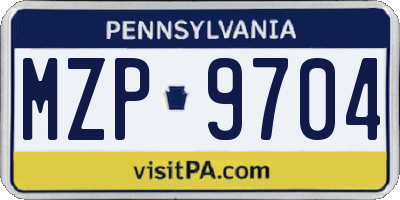PA license plate MZP9704