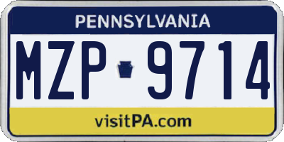 PA license plate MZP9714