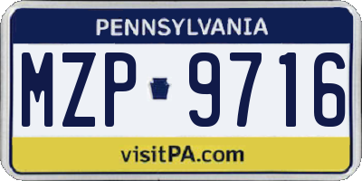 PA license plate MZP9716