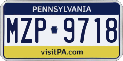 PA license plate MZP9718