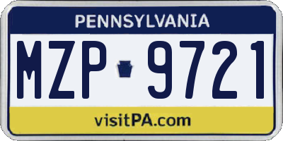 PA license plate MZP9721