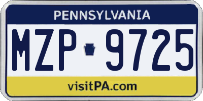 PA license plate MZP9725
