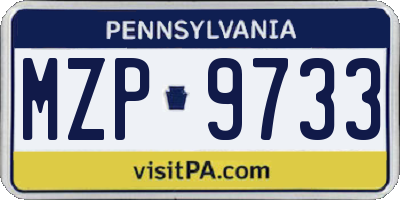PA license plate MZP9733