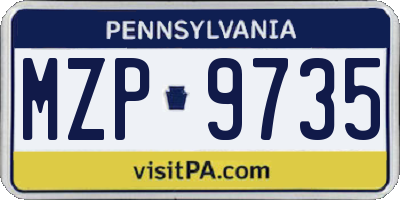 PA license plate MZP9735