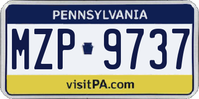 PA license plate MZP9737