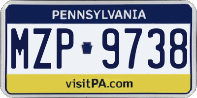 PA license plate MZP9738