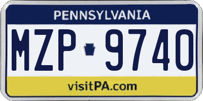 PA license plate MZP9740