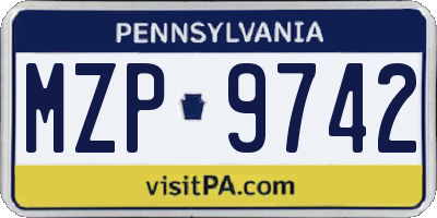 PA license plate MZP9742