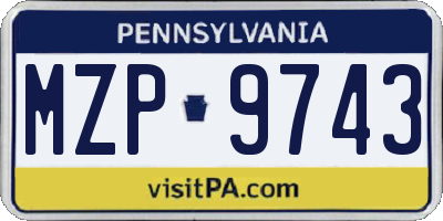 PA license plate MZP9743