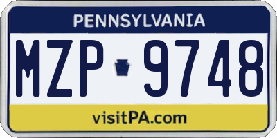 PA license plate MZP9748