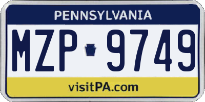 PA license plate MZP9749