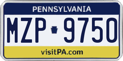 PA license plate MZP9750